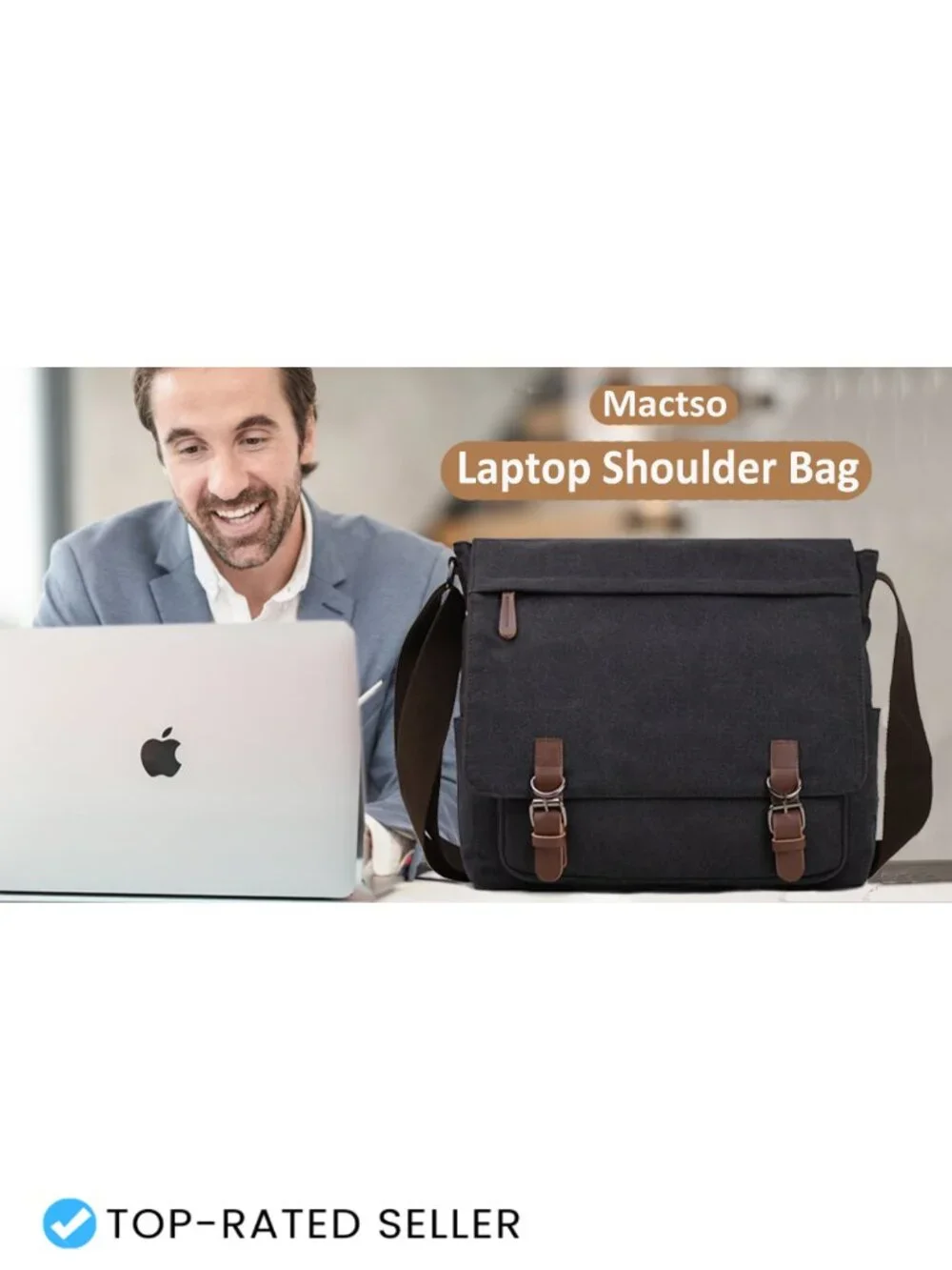 Vintage Canvas Laptop Messenger Bag 15.6
